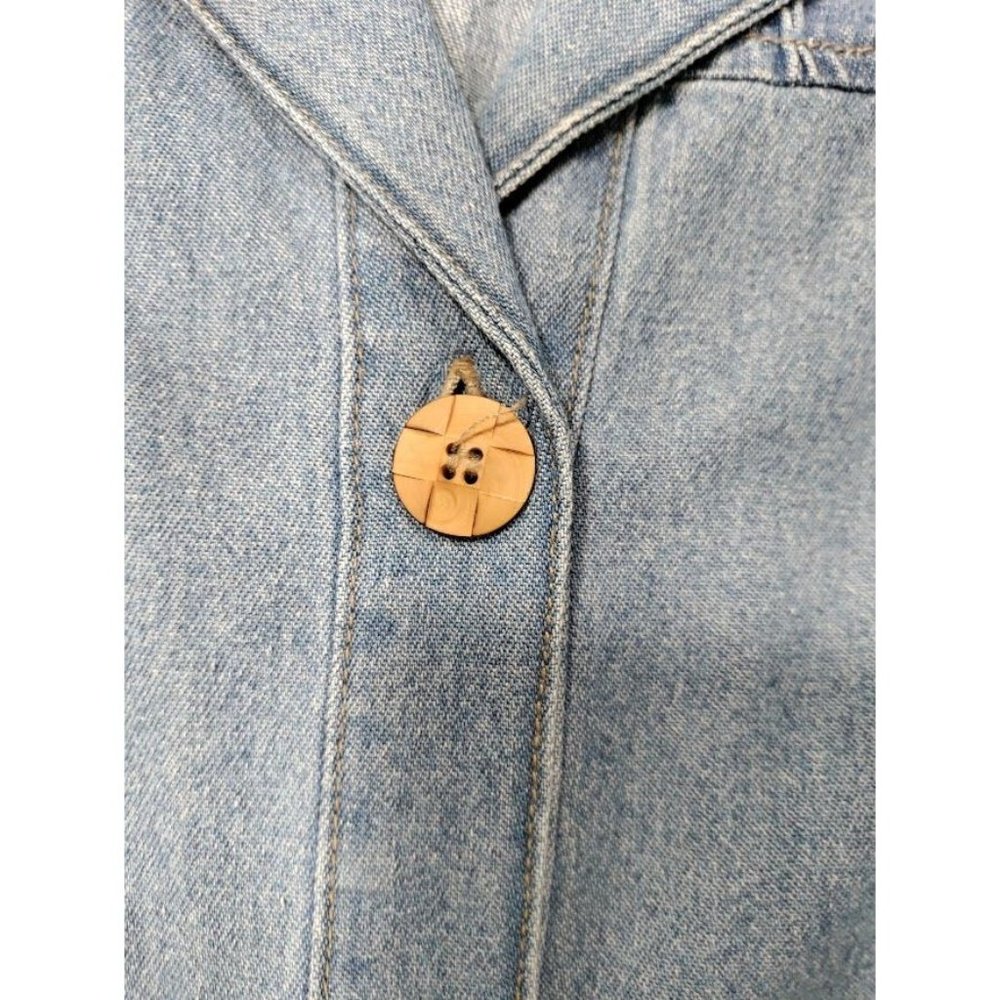 Vintage 80's Saint Germain Long Sleeve Notch Lapel Button Up Blue Denim Jacket M - Picture 9 of 16